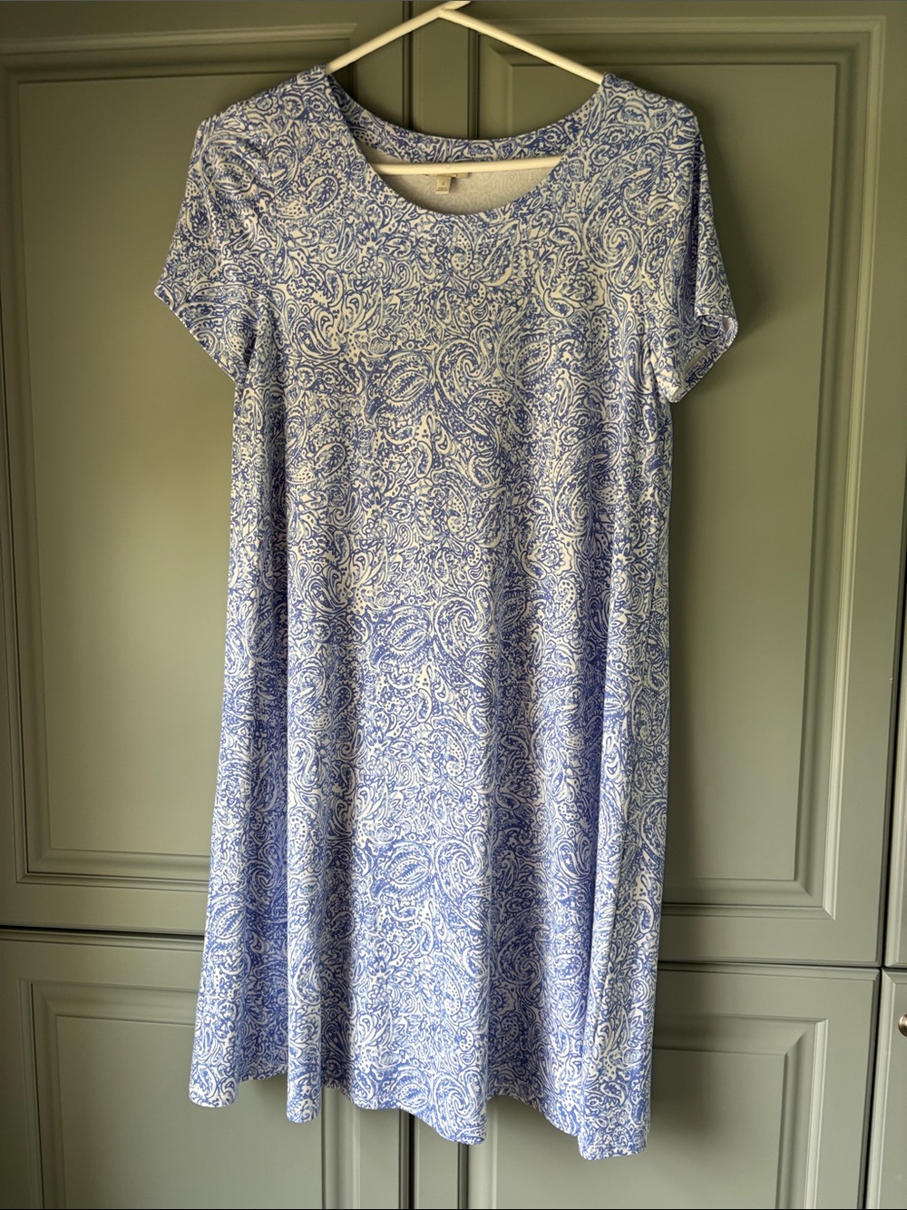 Talbots Women's Blue Paisley Short Sleeve Swing Dress S